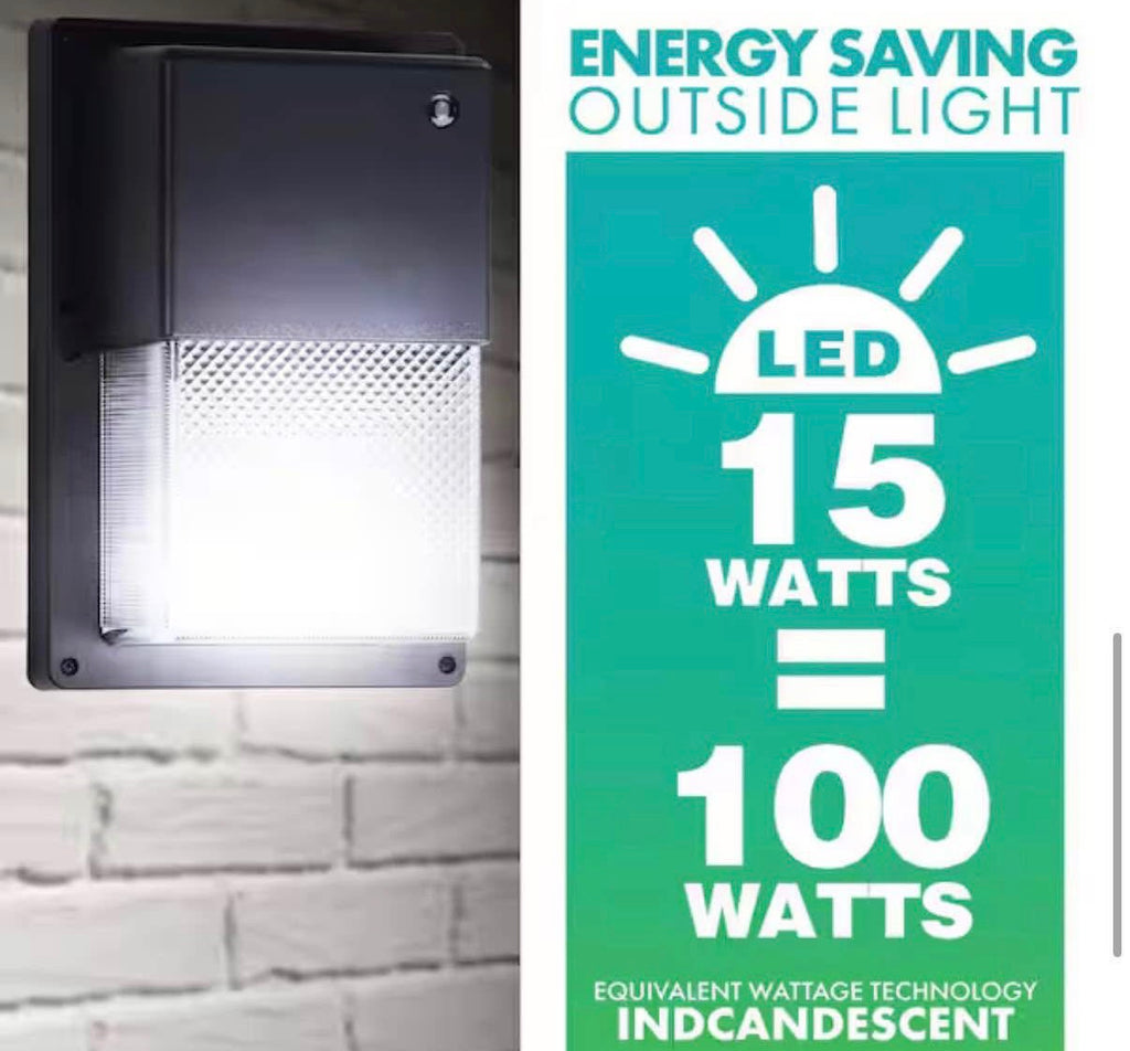 100-Watt Equivalent Integrated LED Black Mini Wall Pack Light