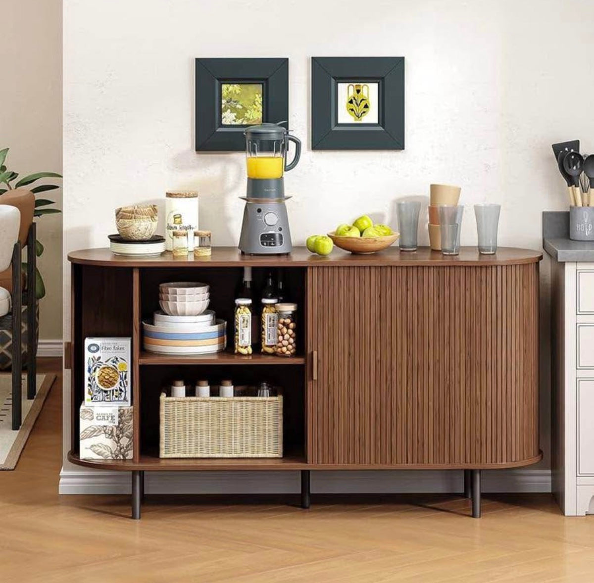 (55"/Walnut) Buffet Sideboard  Cabinet with Storage