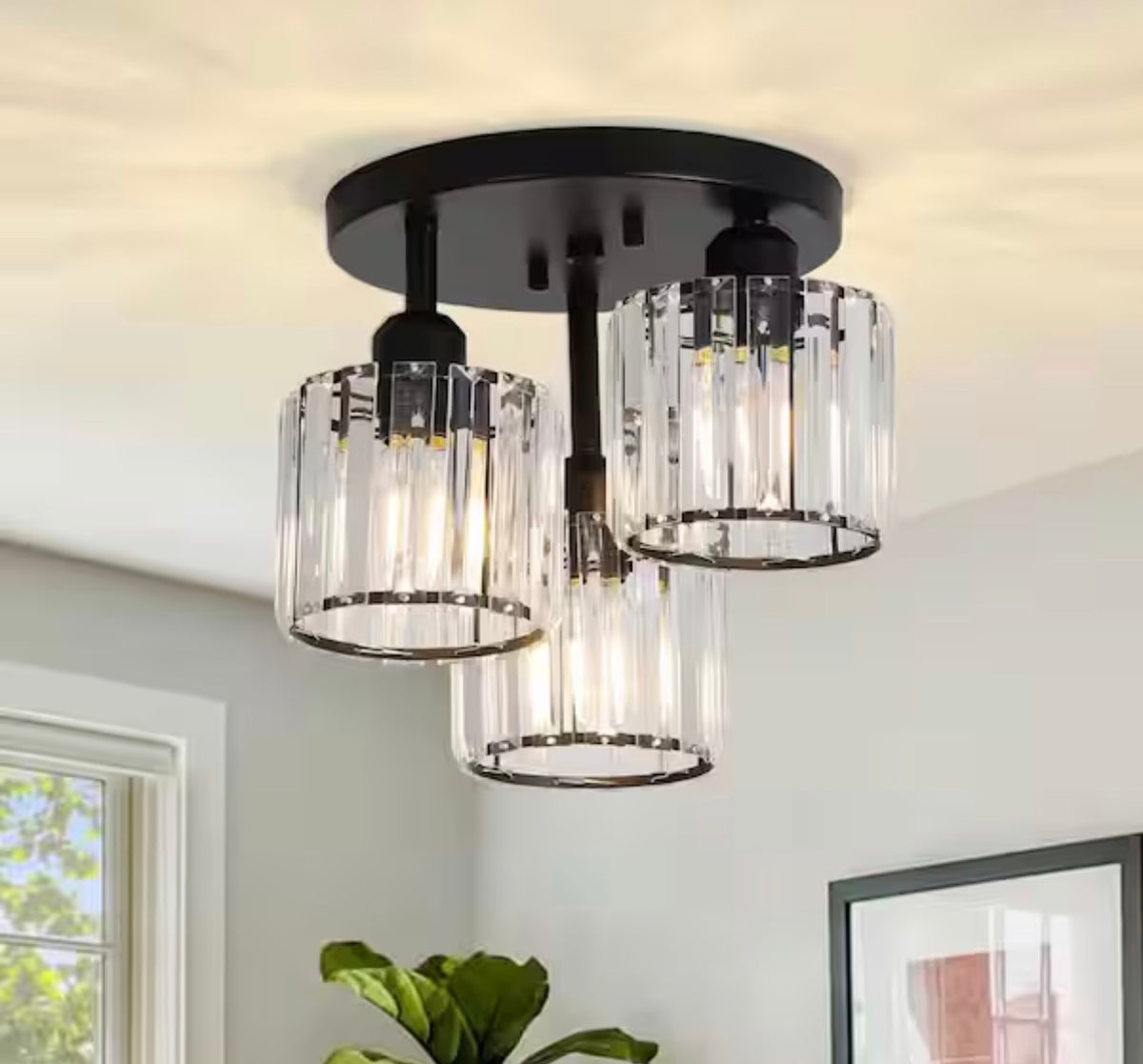 Modern Flush Mount crystal Chandelier