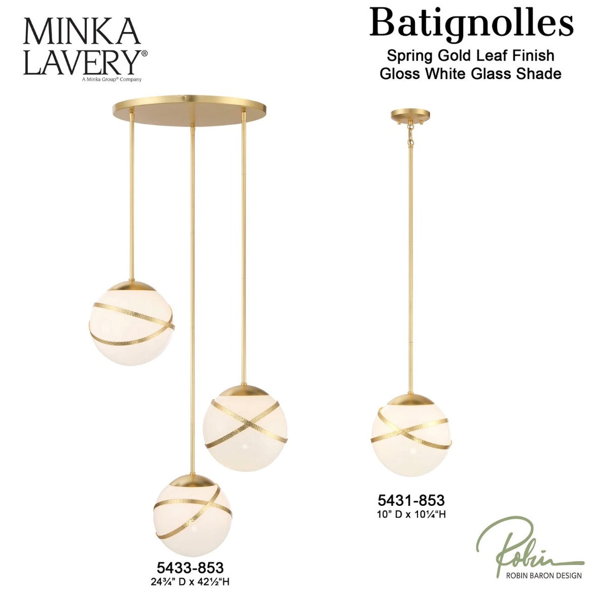 Batignolles 3 Light 25" Wide Multi Light Pendant with White Glass Shade