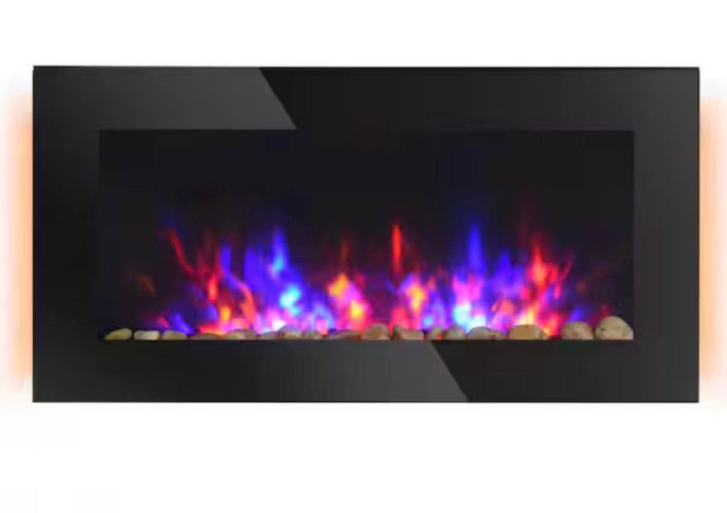 36 in. Electric Wall-Mounted Fireplace with Flame Effect