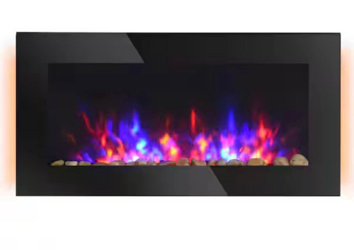 36 in. Electric Wall-Mounted Fireplace with Flame Effect