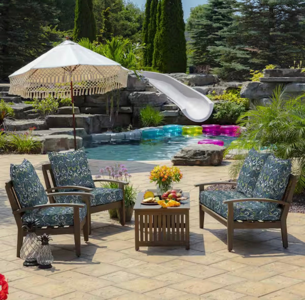 24 in. x 24 in. Outdoor Chair Cushion in Sapphire Aurora Blue