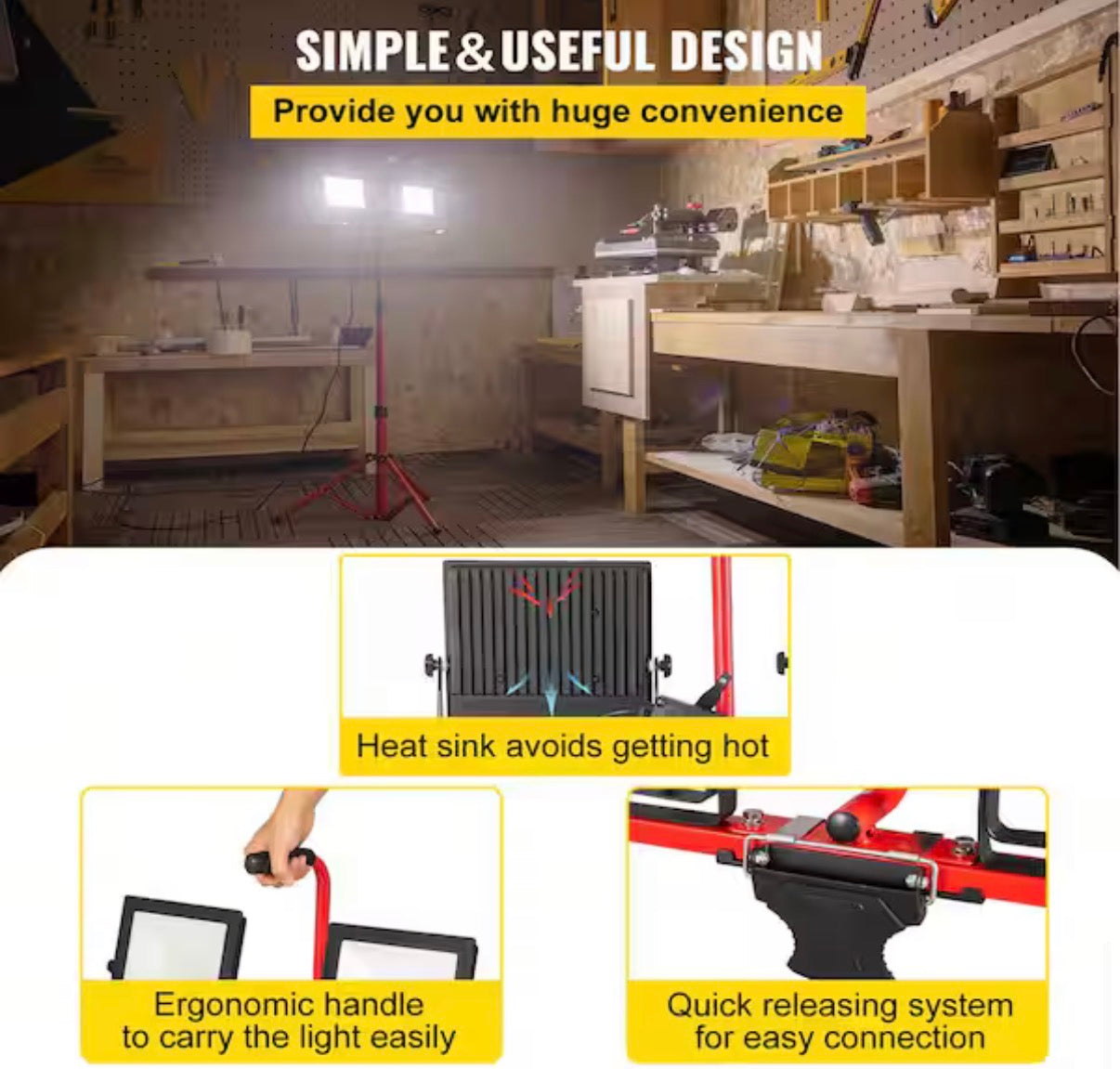 5000 Lumen Dual-Head LED Work Light with Stand