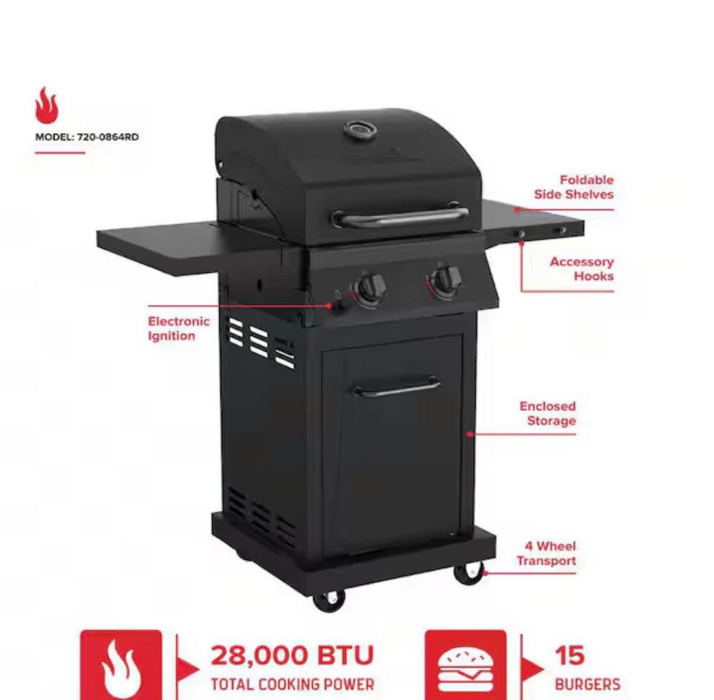 2 Burner Propane Gas Grill with Folding Side Shelves ( minor damage)