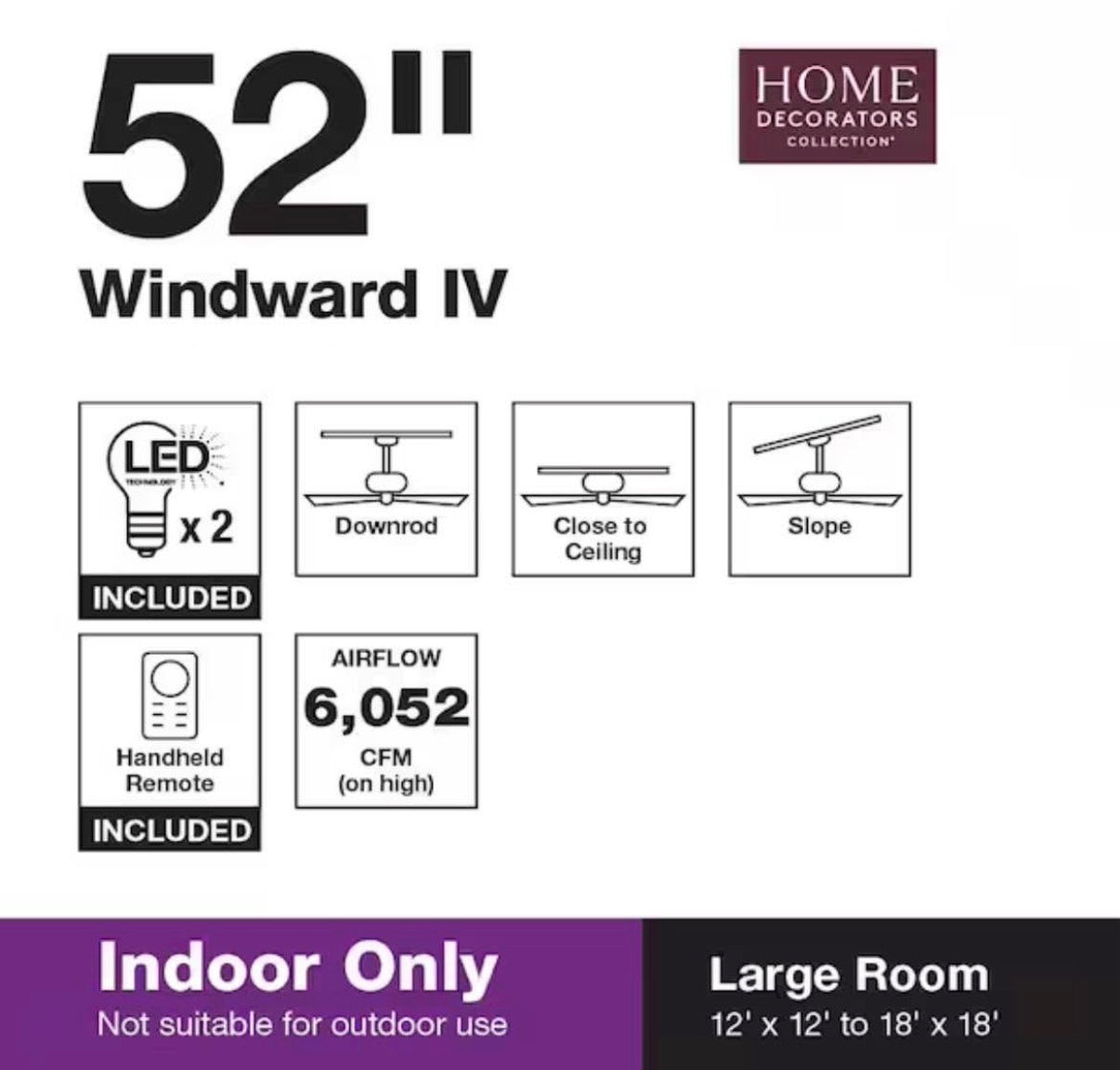 Windward 52 in LED Matte White Ceiling Fan