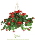 24 in. Artificial Geranium Silk Hanging Basket