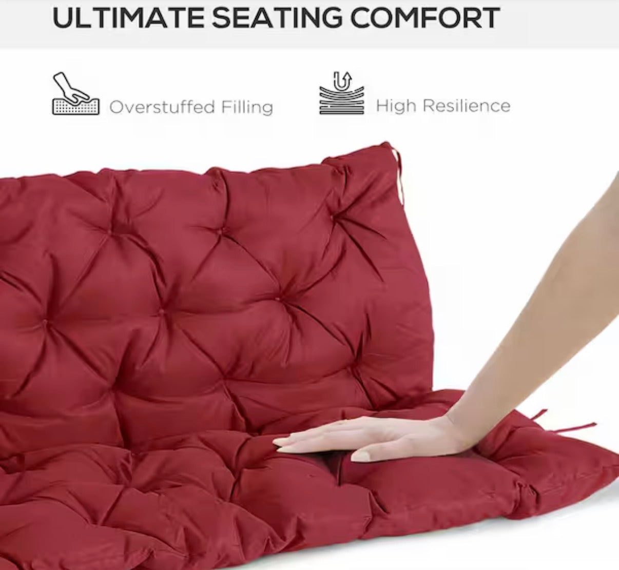 Tufted Bench Cushions for Outdoor Furniture, 3-Seater Replacement