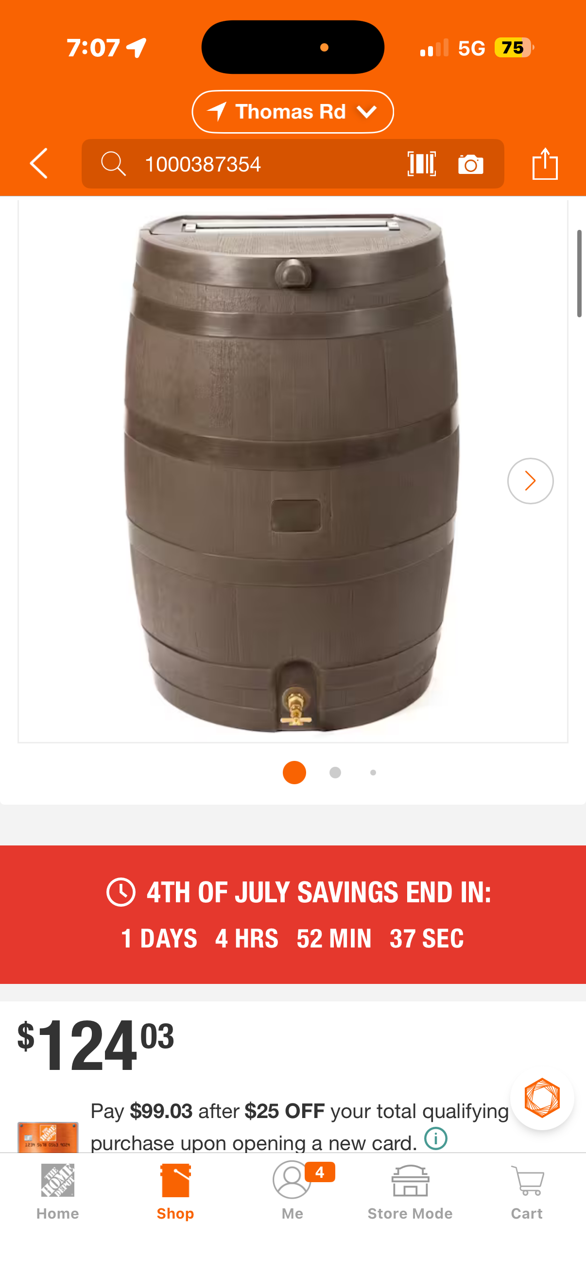 50 Gal. Rain Barrel in Walnut with Brass Spigot