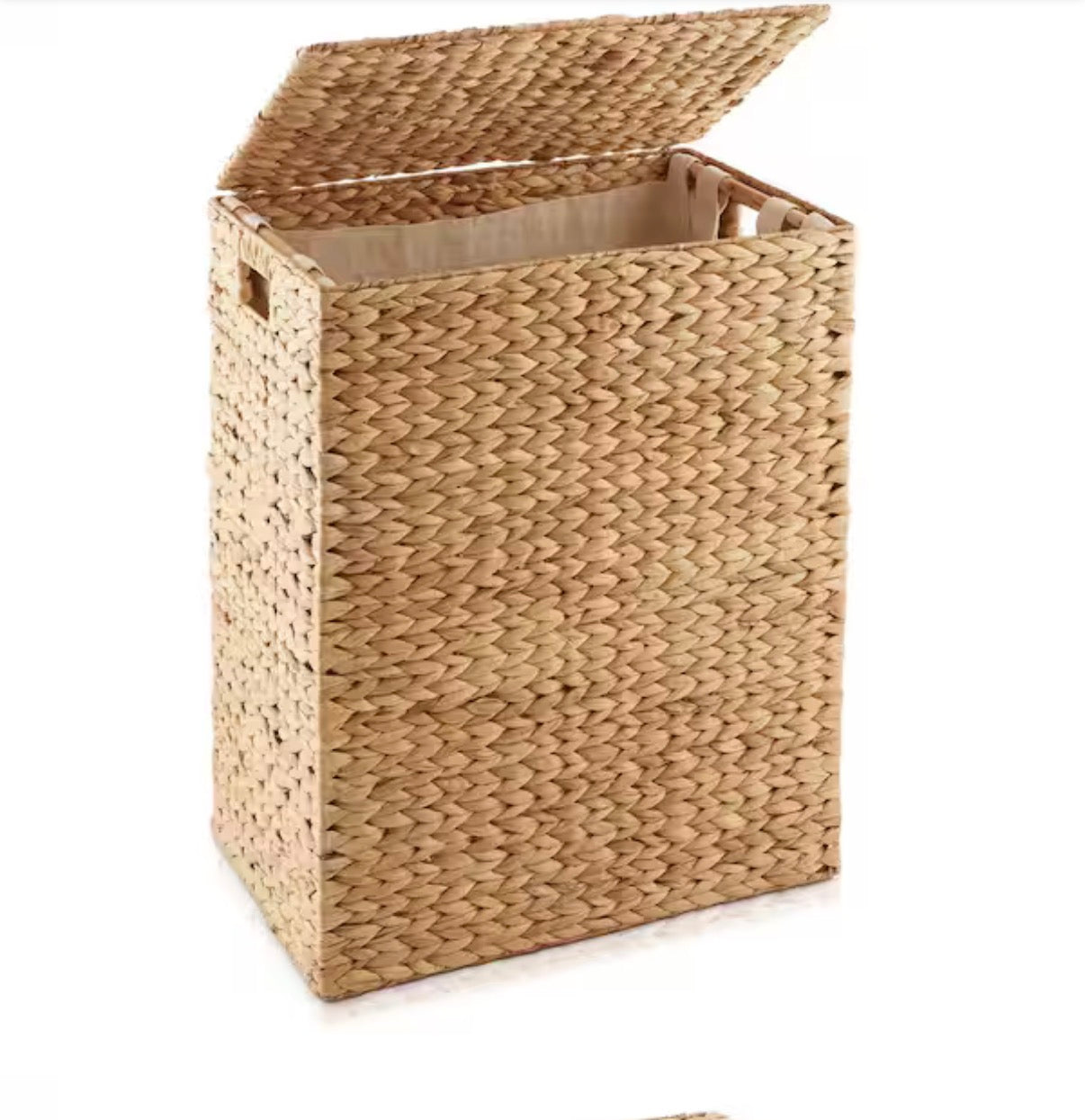 Woven Water Hyacinth Laundry Hamper with Lid