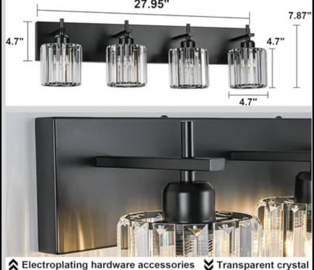 Black Crystal Bathroom Vanity Lights