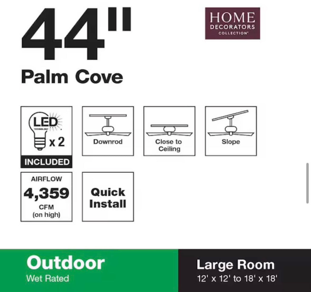 Palm Cove 44 in. Indoor/Outdoor Ceiling Fan with Light