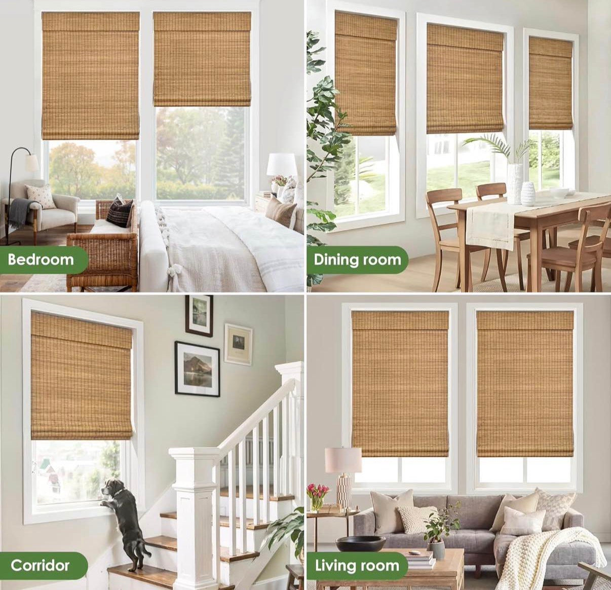 Cordless Bamboo Roman Shades