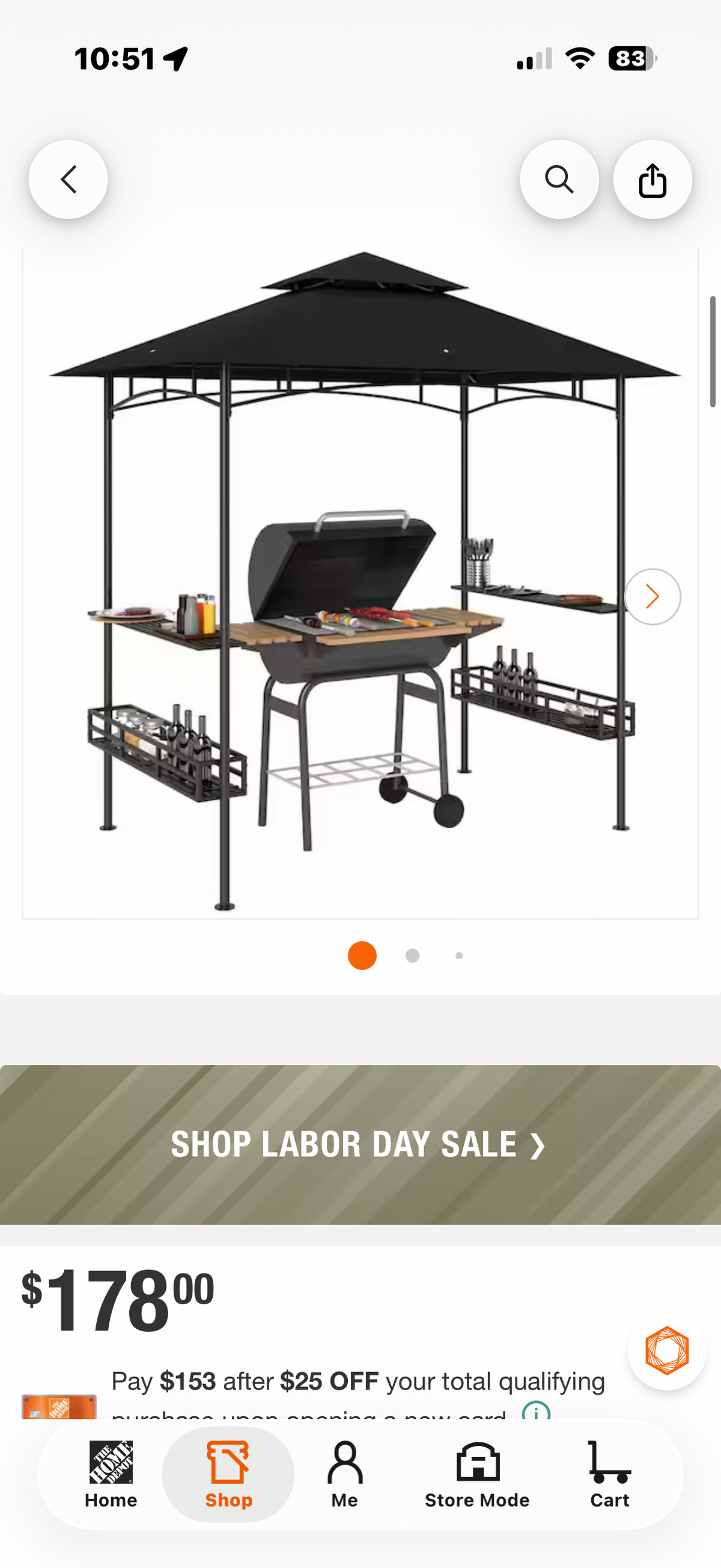8 ft. x 5 ft. BBQ Gazebo with 2 Side Shelves