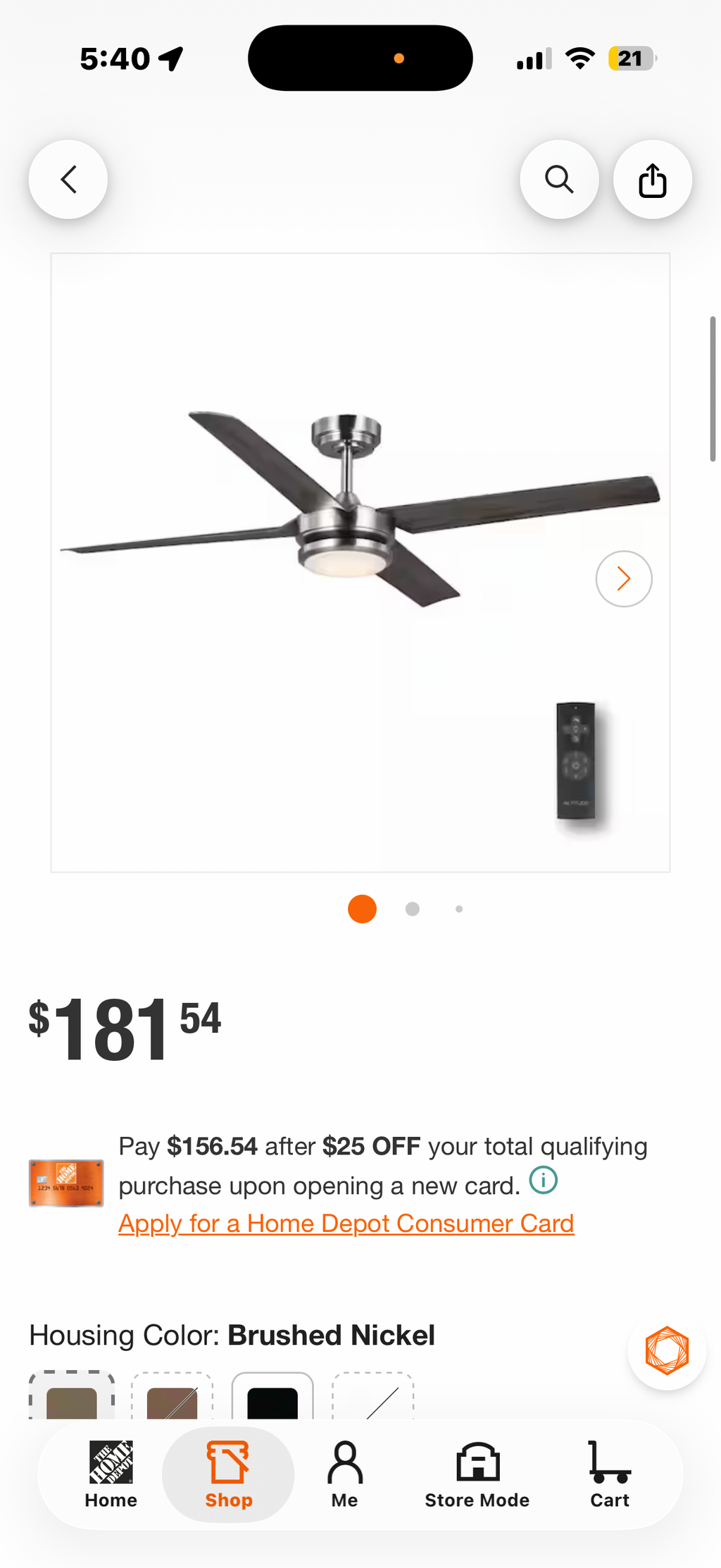 Laritza 56 in. LED Indoor/Outdoor Brushed Nickel Ceiling Fan