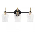 3-Light Brass and Black Bathroom Vanity Light
