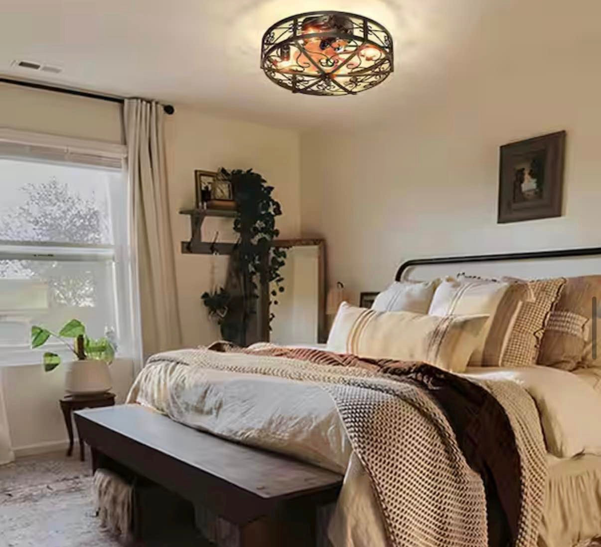 19.6 in. Flush Mount Cage Ceiling Fan with Light