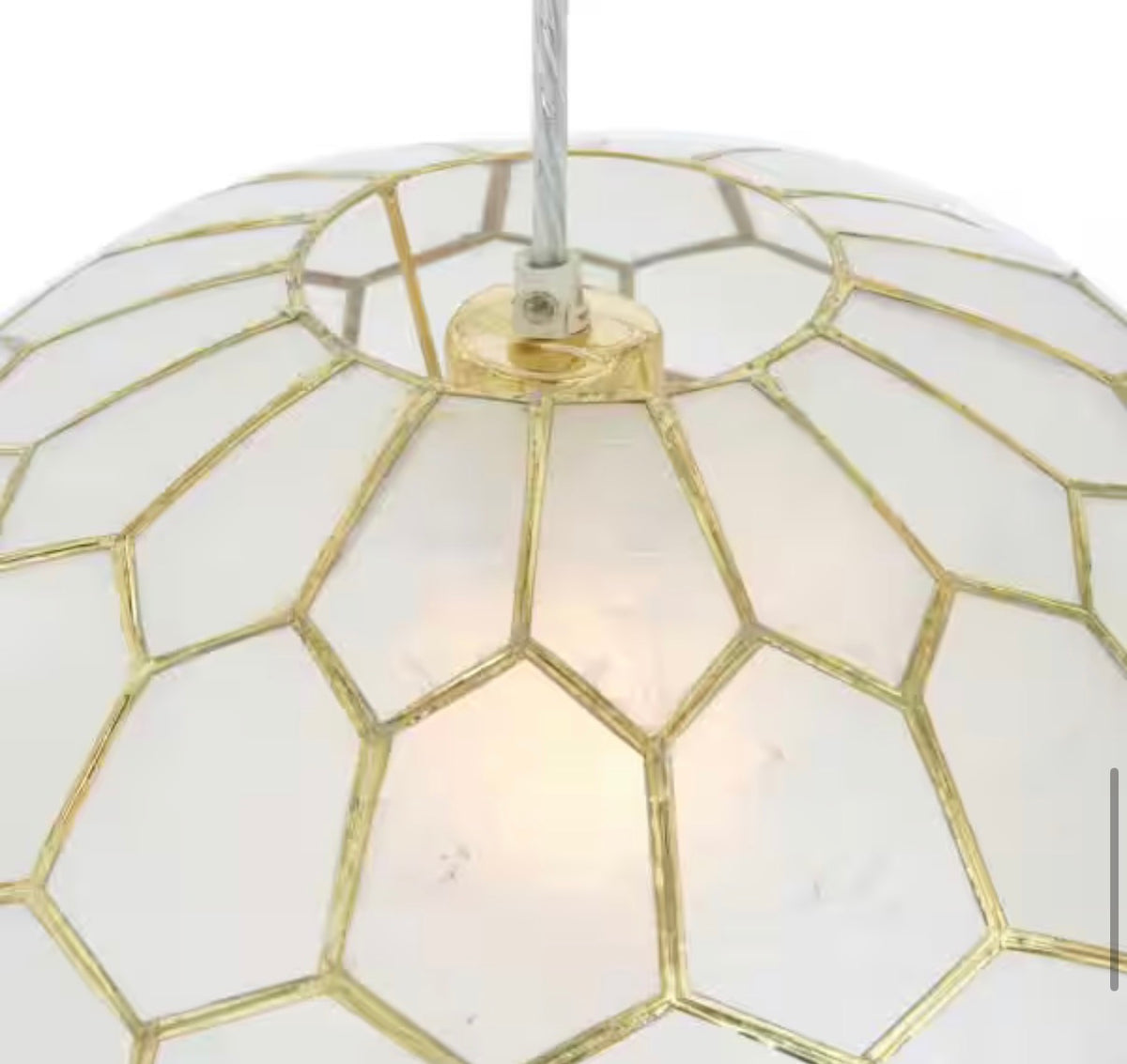 handcrafted 16 in. H Capiz Honeycomb Globe Pendant Light