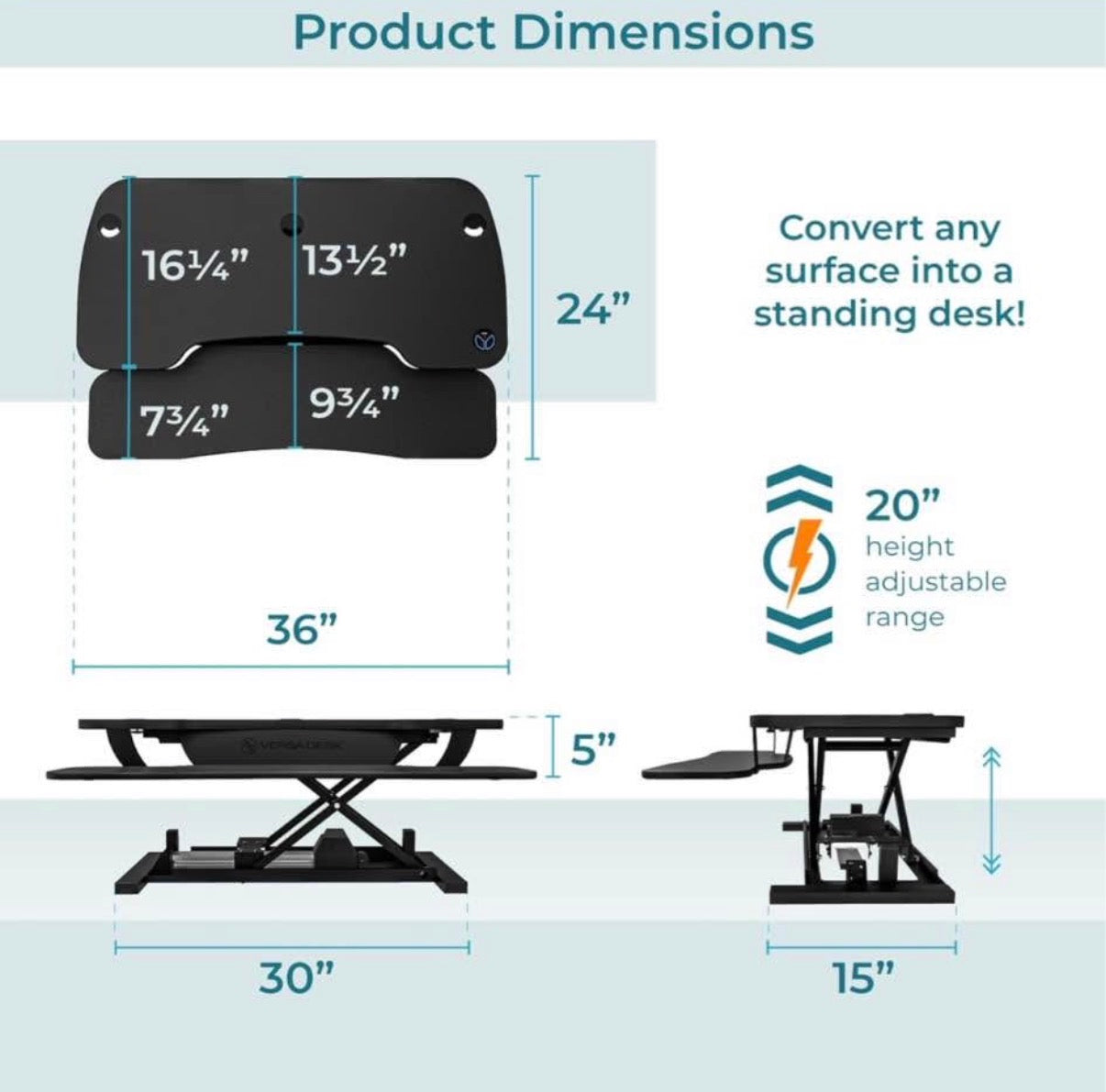 36 Inch Electric Standing Desk Converter
