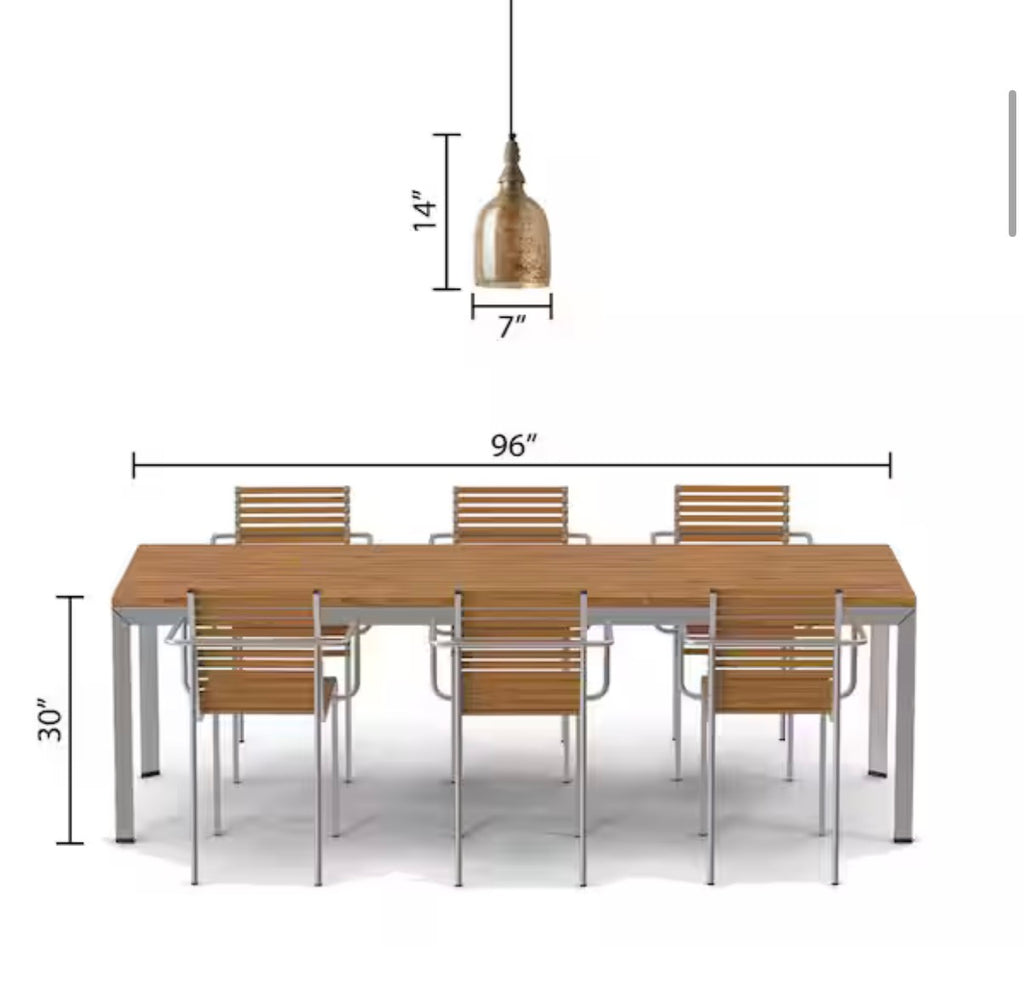1-Light Bell-Shaped Glass Shade Pendant Lamp with Mango Wood Accent
