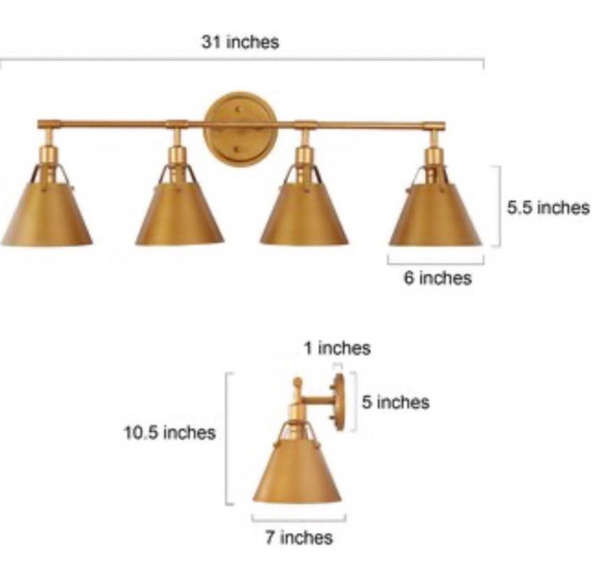 Mid-Century 4-Light Antique Vanity Light