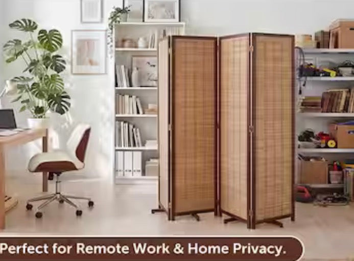 Brown Bamboo Room Divider Screen