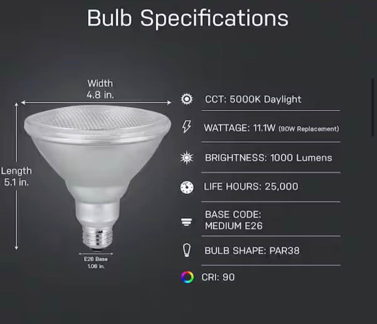 120-Watt LED Light Bulb Daylight  (12 Led Bulbs)