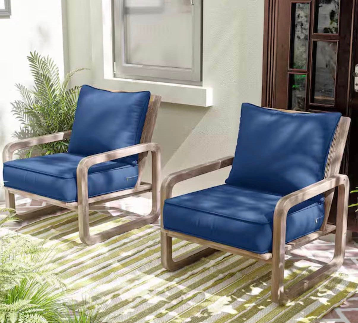 24 in. x 24 in. x 5 in. Square Outdoor Chairs Cushion blue