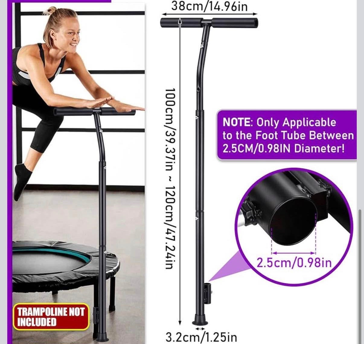 Quick-Release Handle Bar for Straight Leg Fitness Trampoline