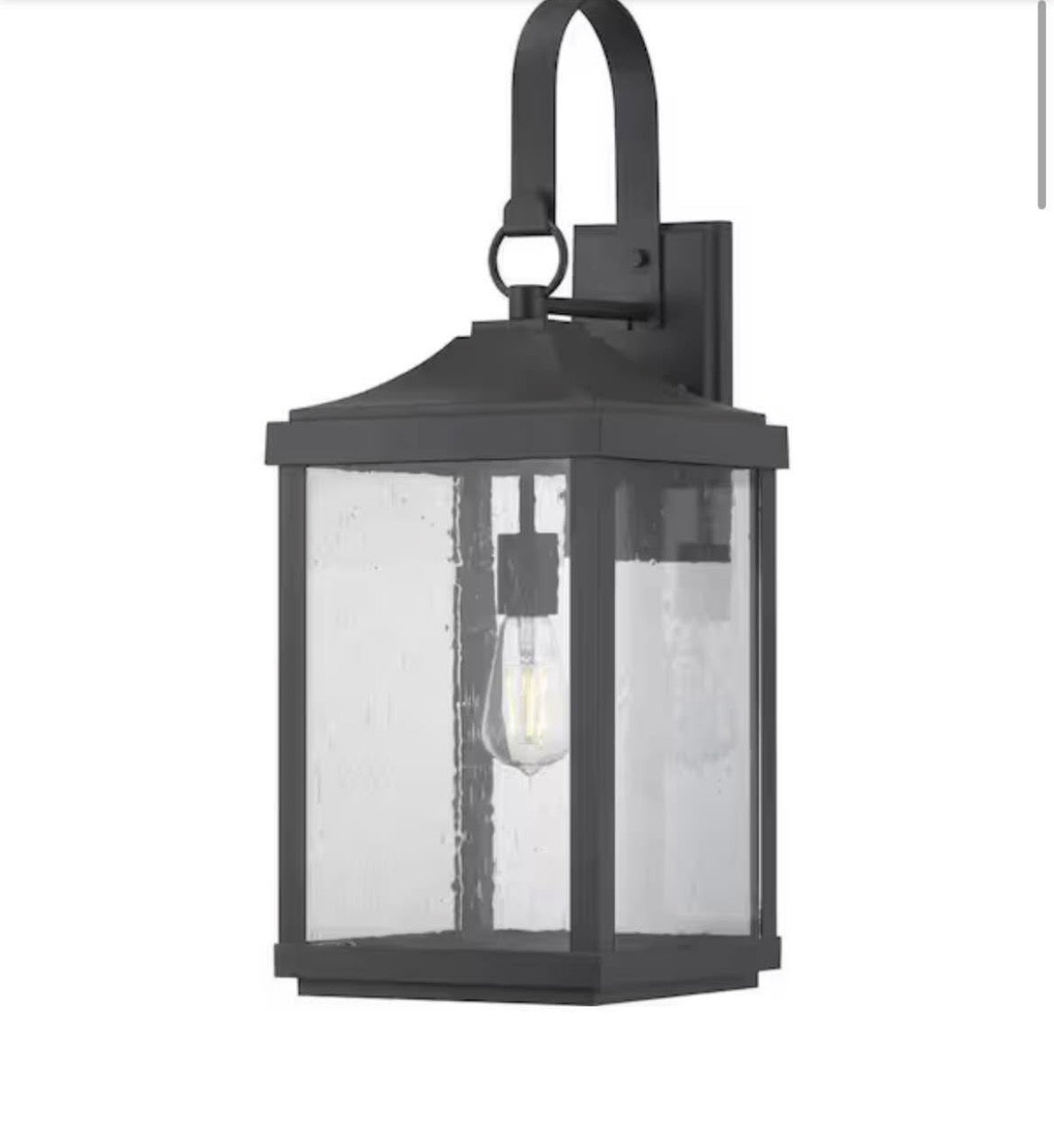 26 in. 1-Light Outdoor Wall Lantern with Clear Seeded Glass