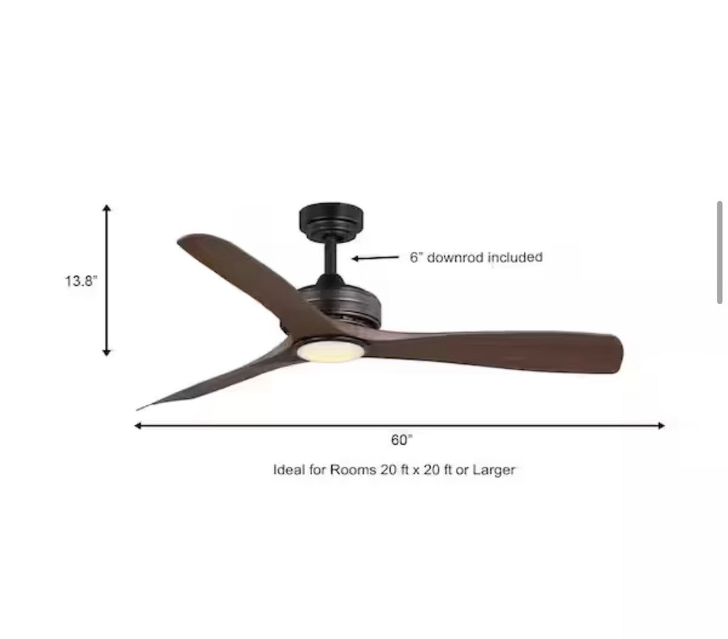 60 in. LED Indoor/Outdoor Matte Black Ceiling Fan