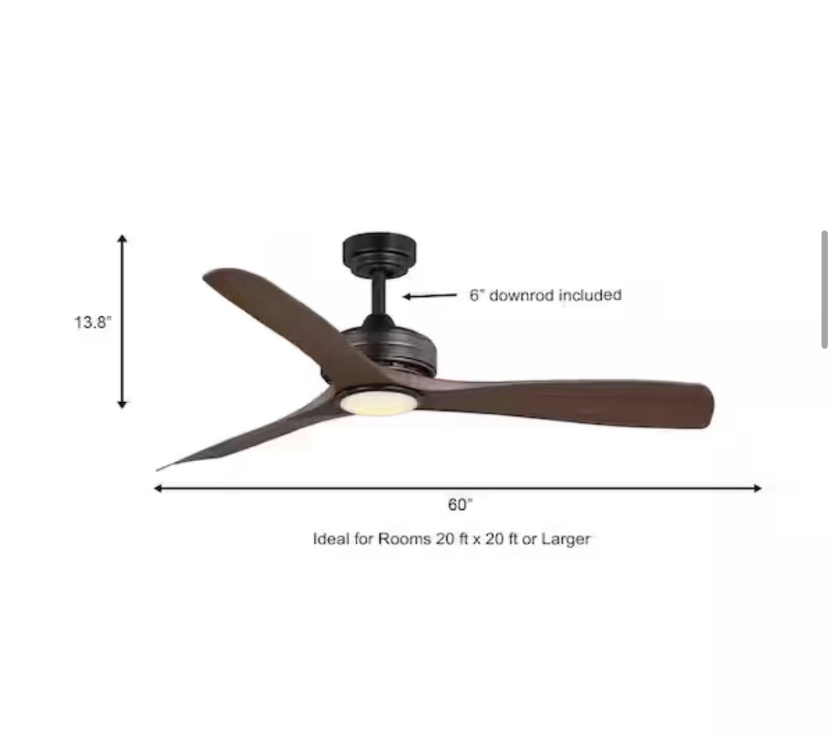 60 in. LED Indoor/Outdoor Matte Black Ceiling Fan