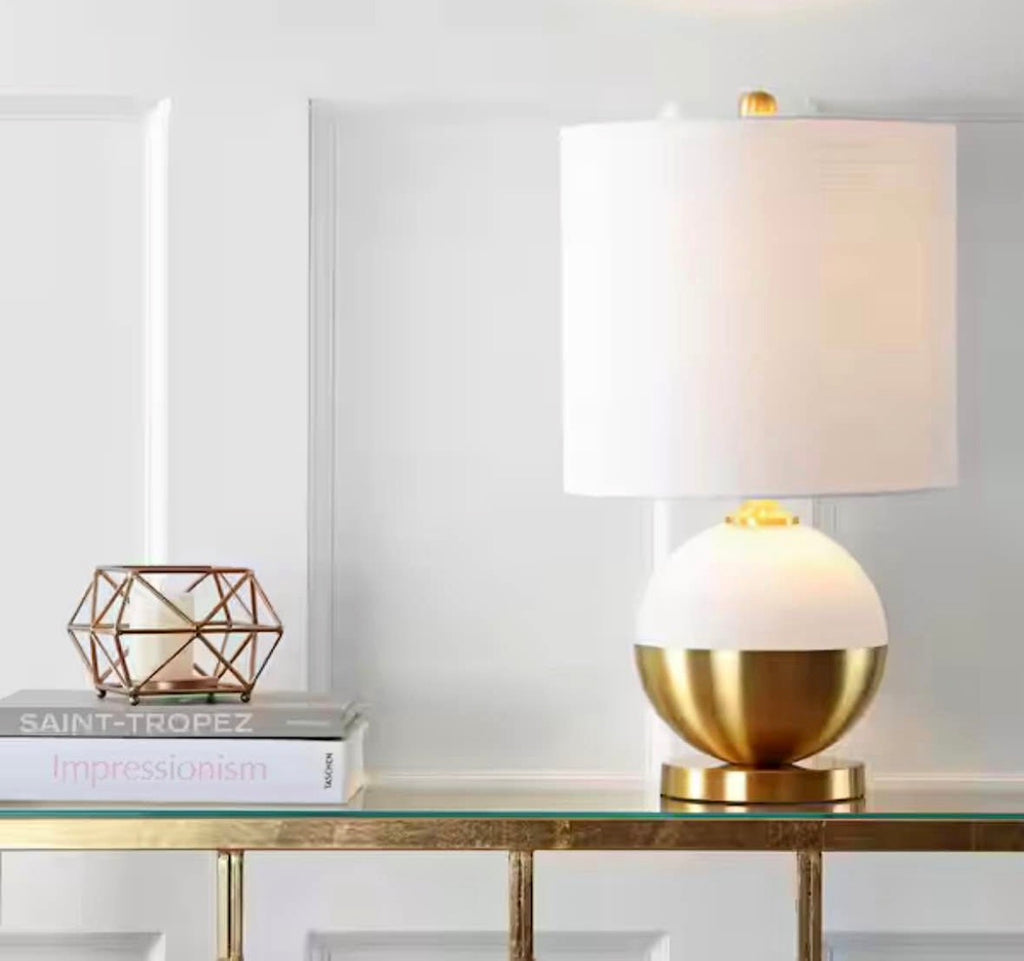 Carr 23.5 in. H White/Brass Ceramic/Metal Table Lamp.
