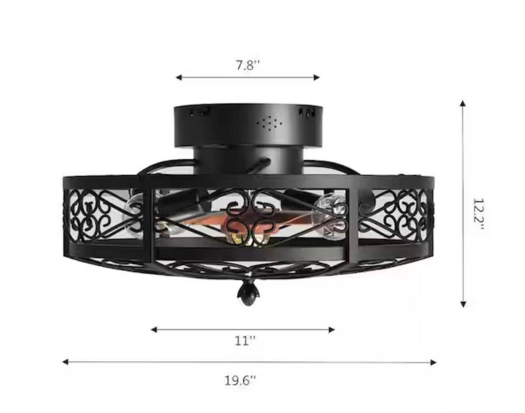 19.6 in. Flush Mount Cage Ceiling Fan with Light
