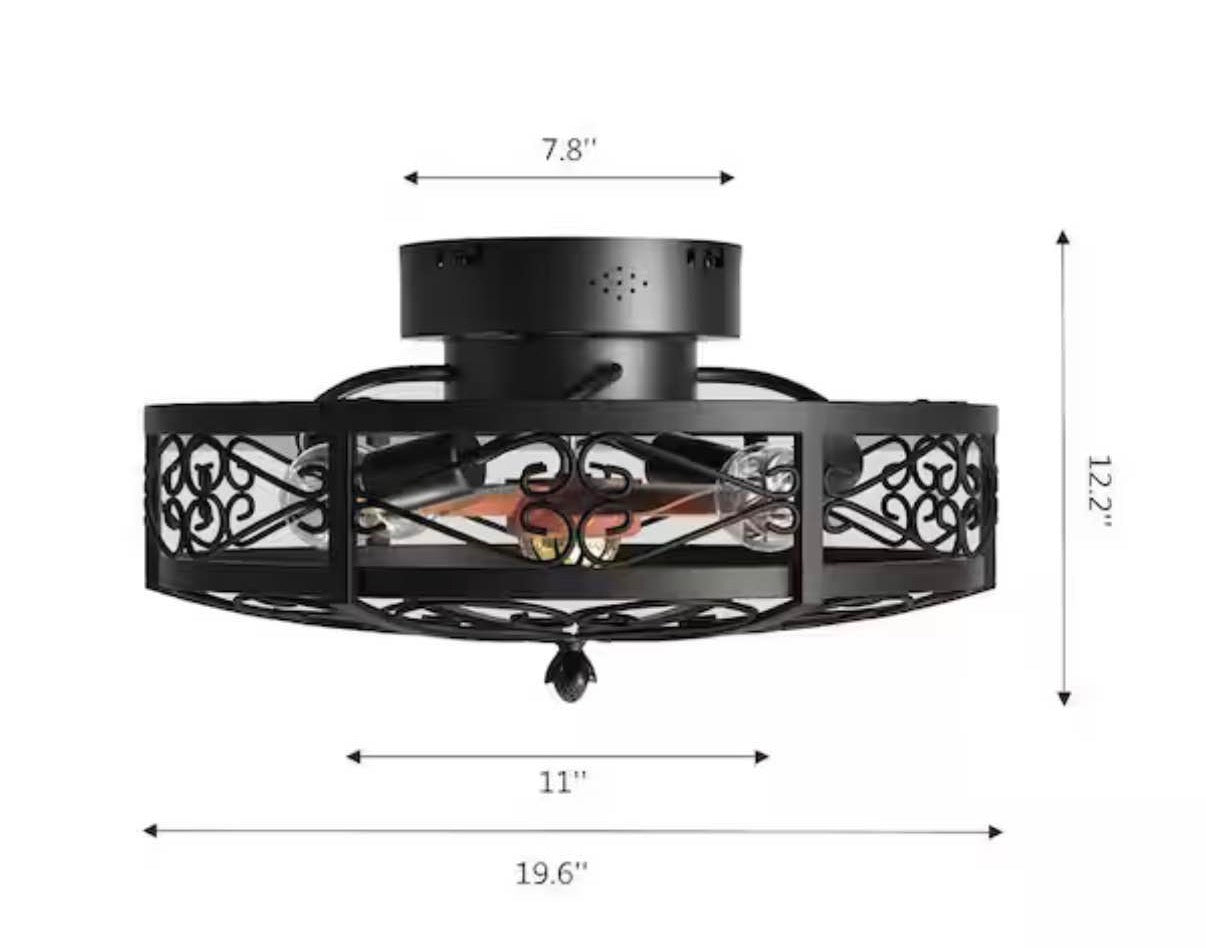 19.6 in. Flush Mount Cage Ceiling Fan with Light
