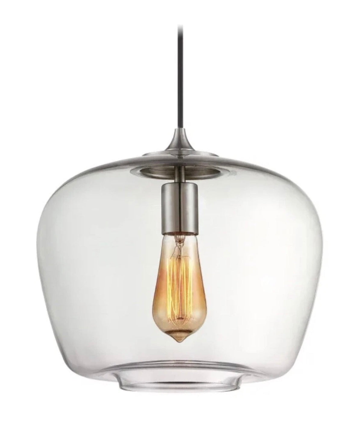 1 Light Mini Pendant in Brushed Nickel Finish with Clear Glass