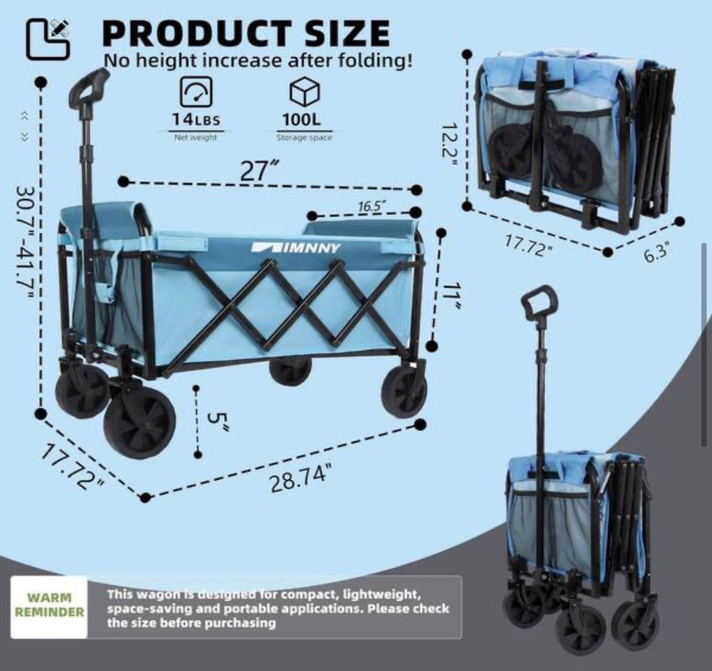 Collapsible Wagon Garden Cart with Wheels