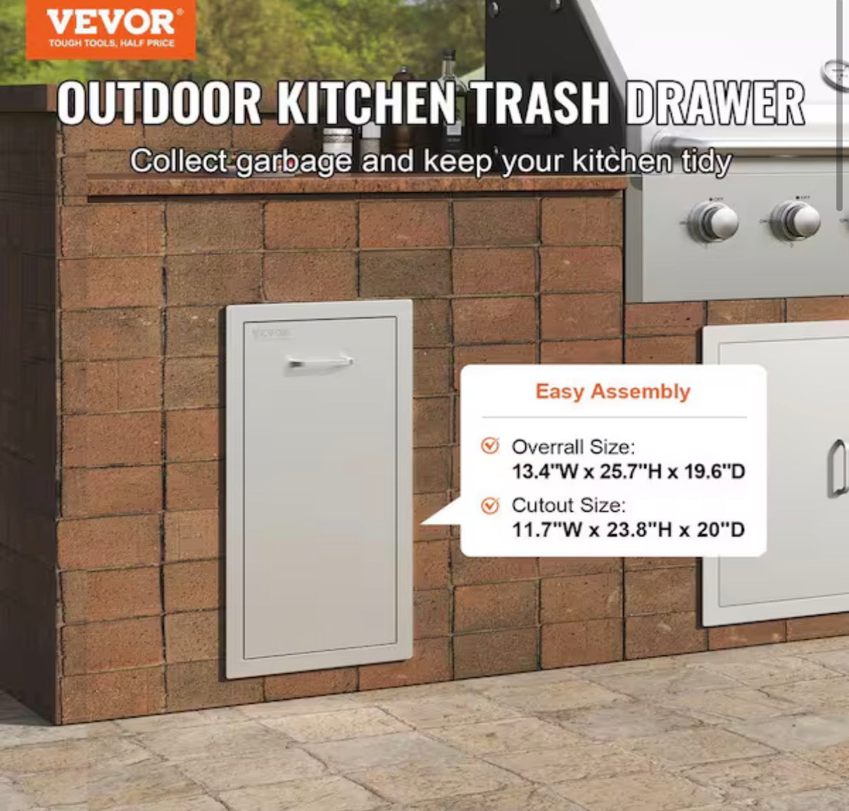VEVOR Outdoor Kitchen Trash Drawer