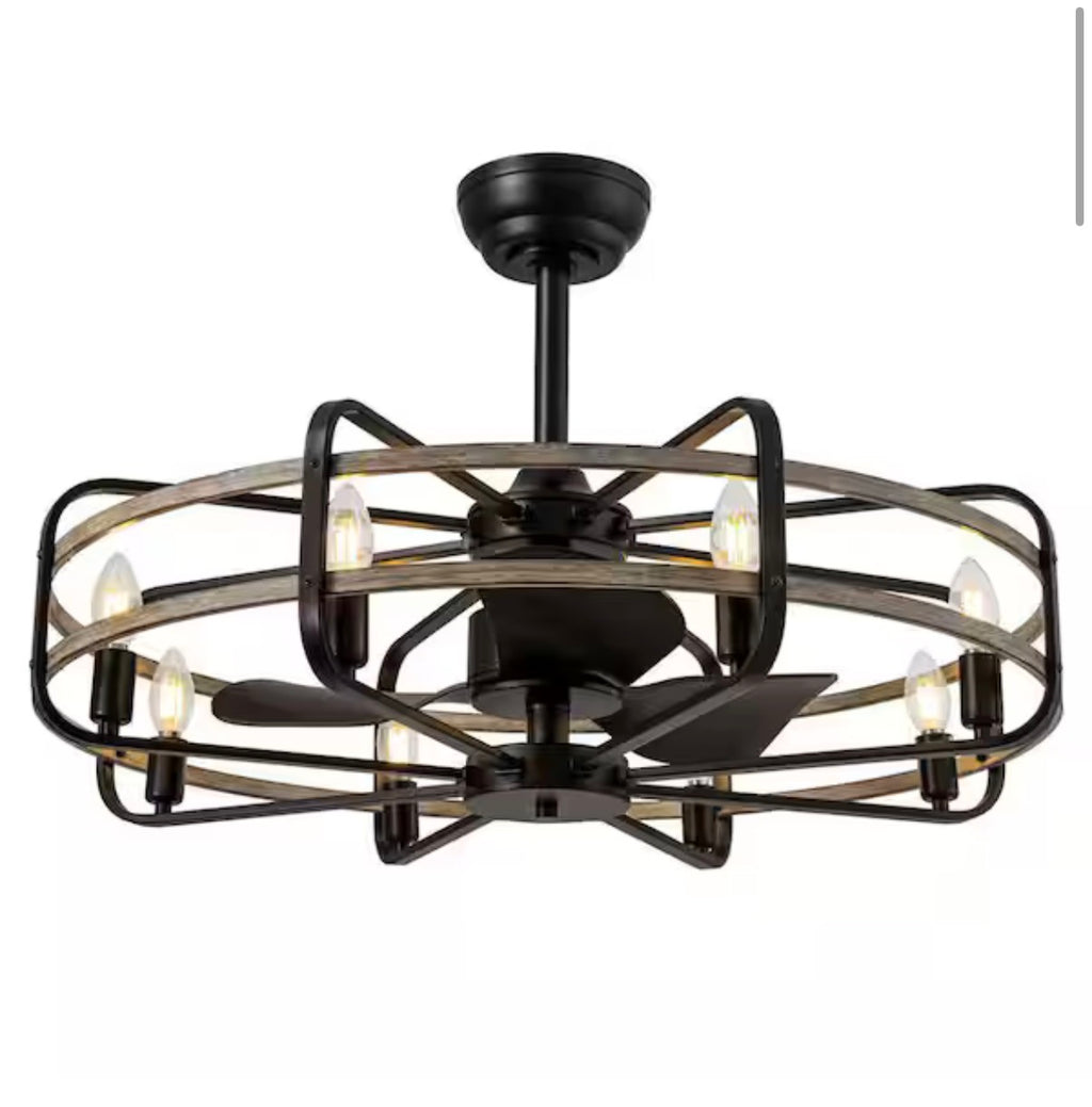 30 in. Black Caged Chandelier Ceiling Fan