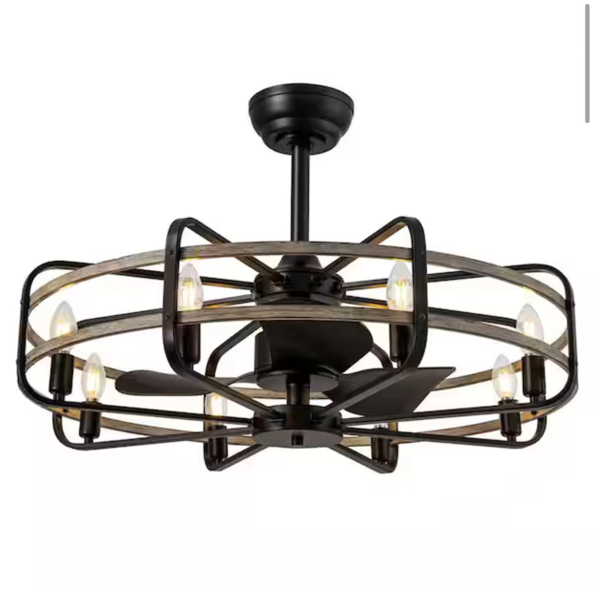 30 in. Black Caged Chandelier Ceiling Fan