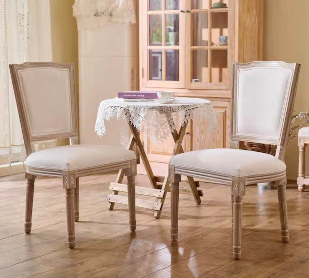 French Side Chairs (Set of 2) with Carved Wood Legs
