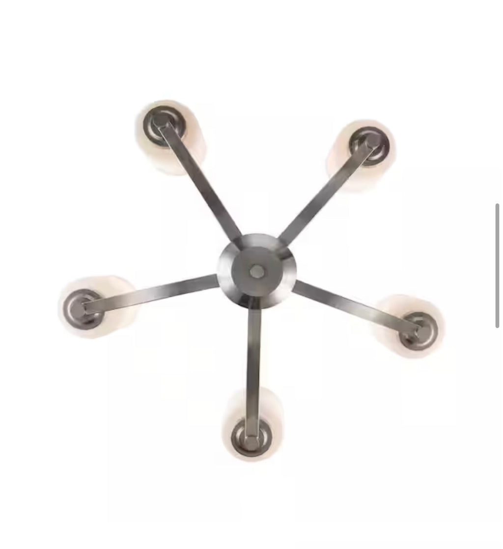 5-Light Brushed Nickel Candle Chandelier Light Fixture