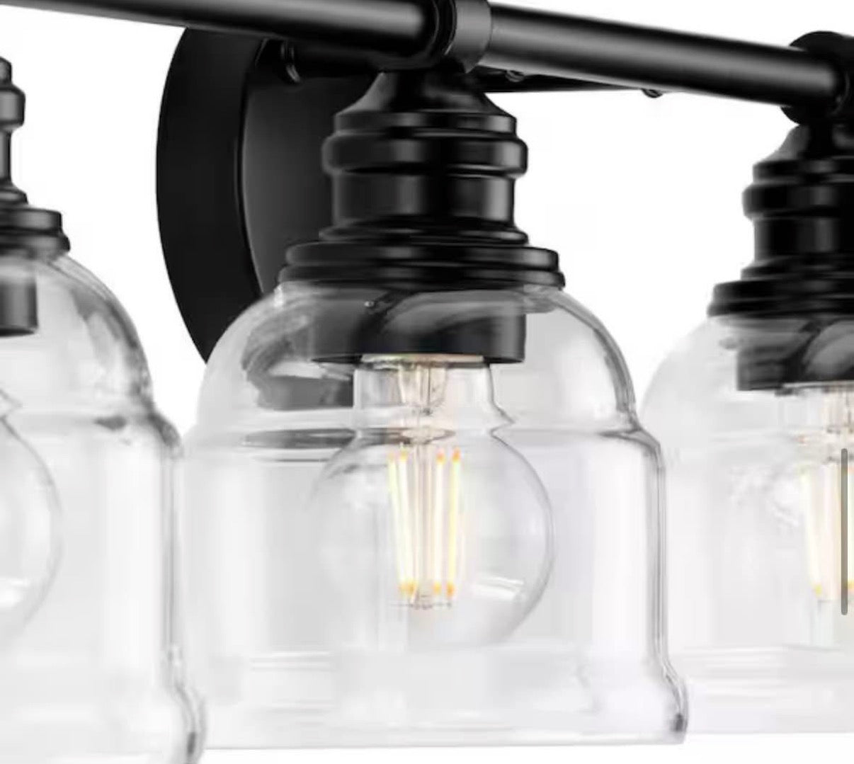 23.5 in. 4-Light Matte Black with Clear Glass Vanity Light
