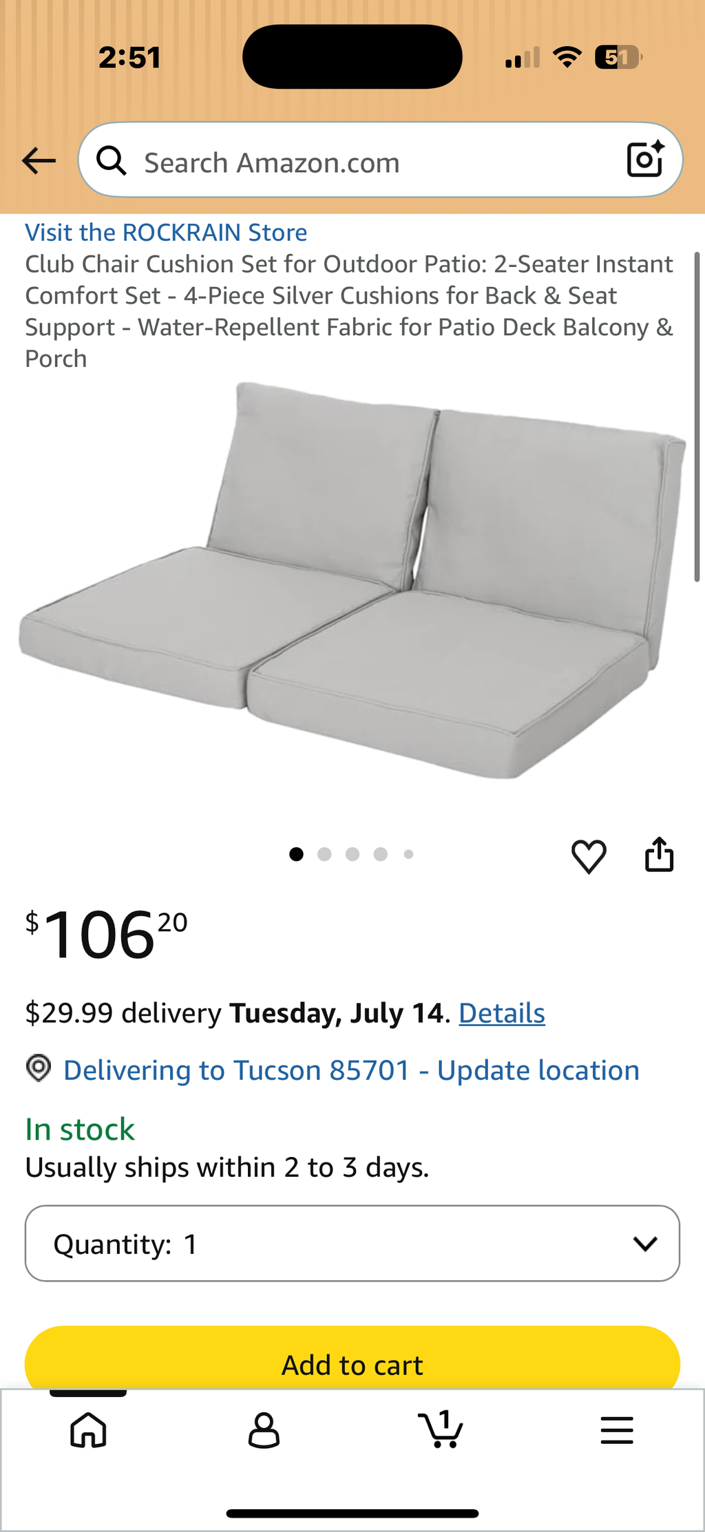 Club Chair Cushion Set of 2