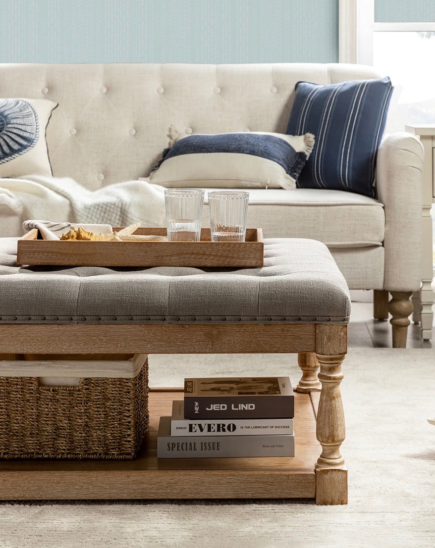 Boyan shelved tufted cocktail ottoman - Gray