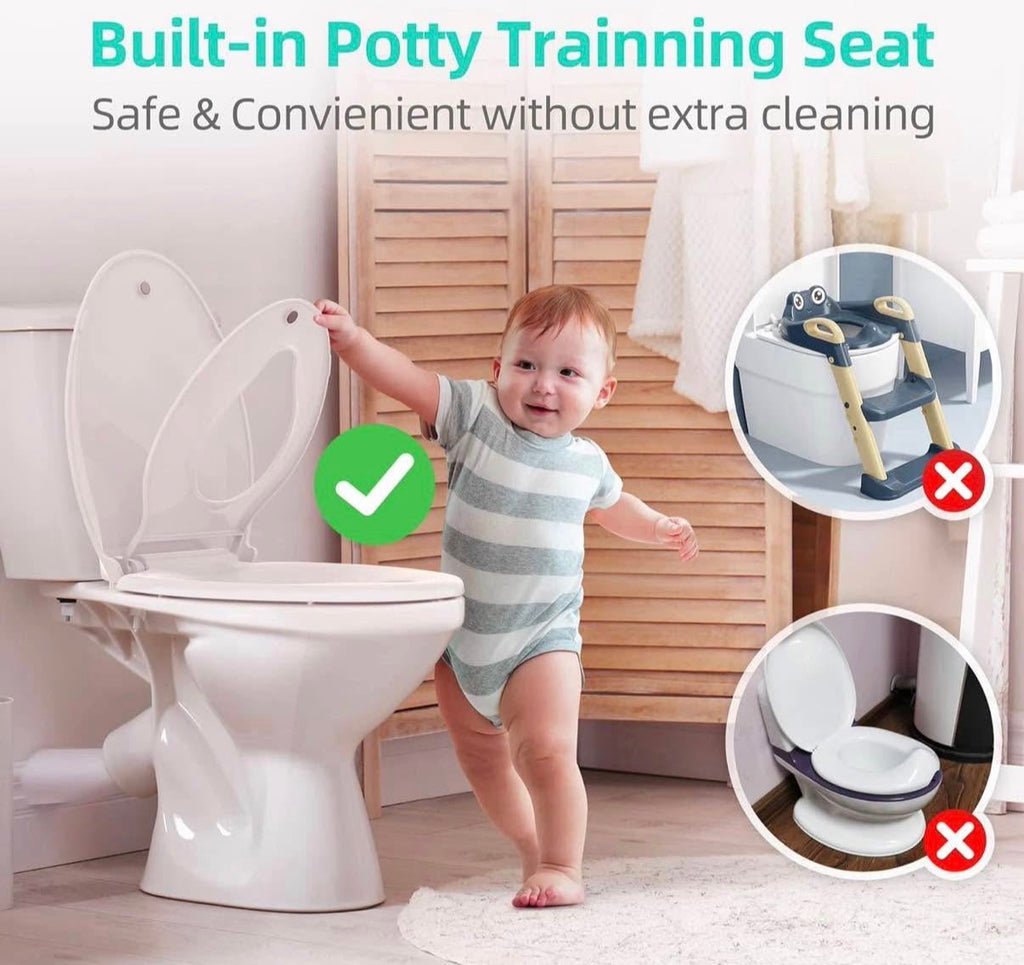 Elongated Toilet Seat with Built-in Potty Training Seat