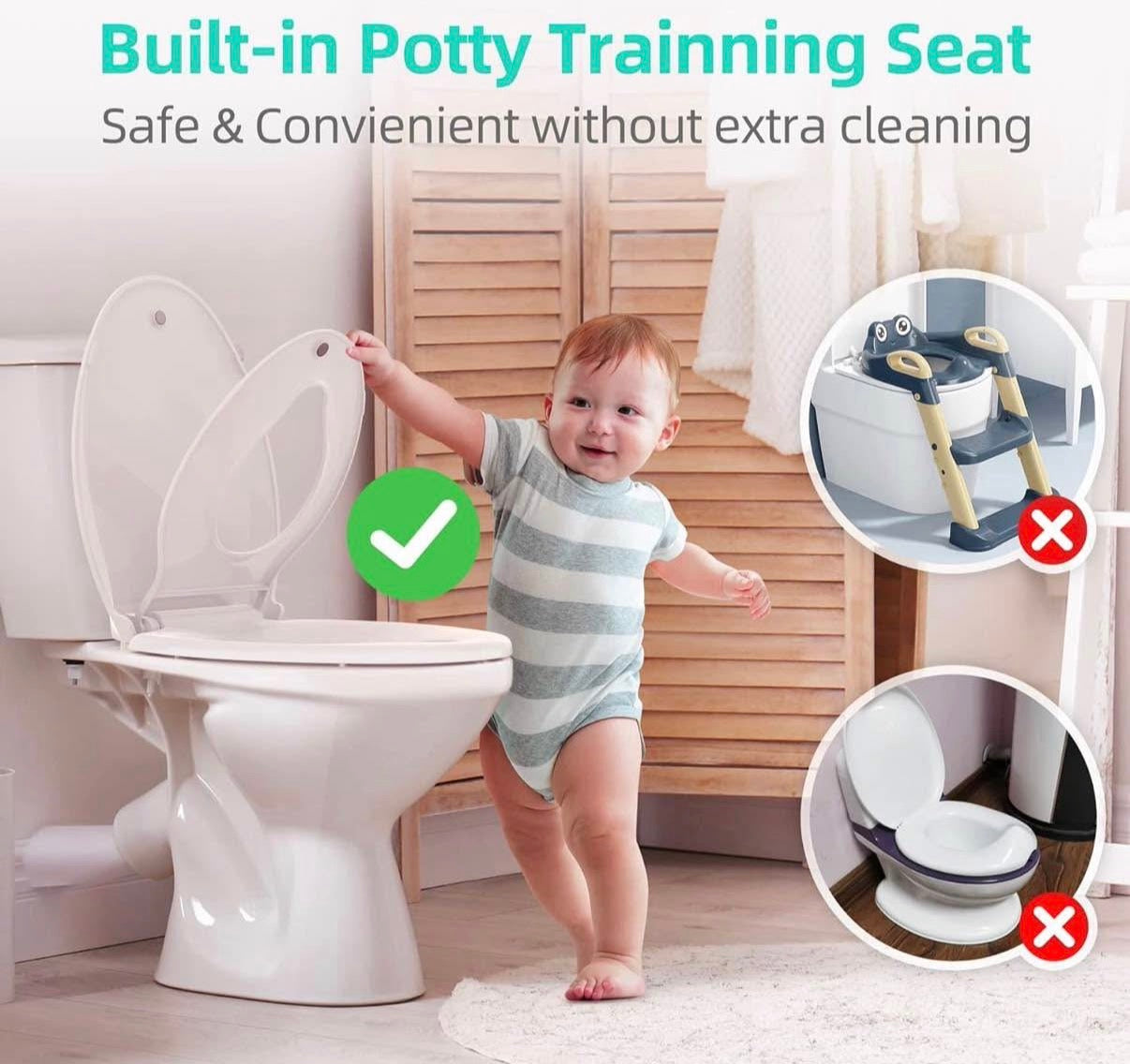 Elongated Toilet Seat with Built-in Potty Training Seat