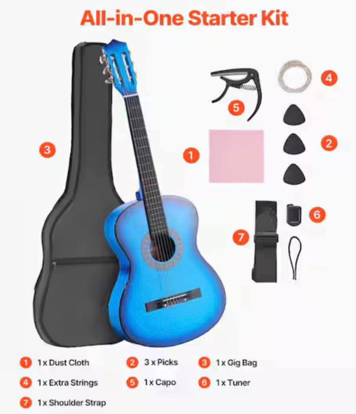 38 in. Wood Classical Guitar