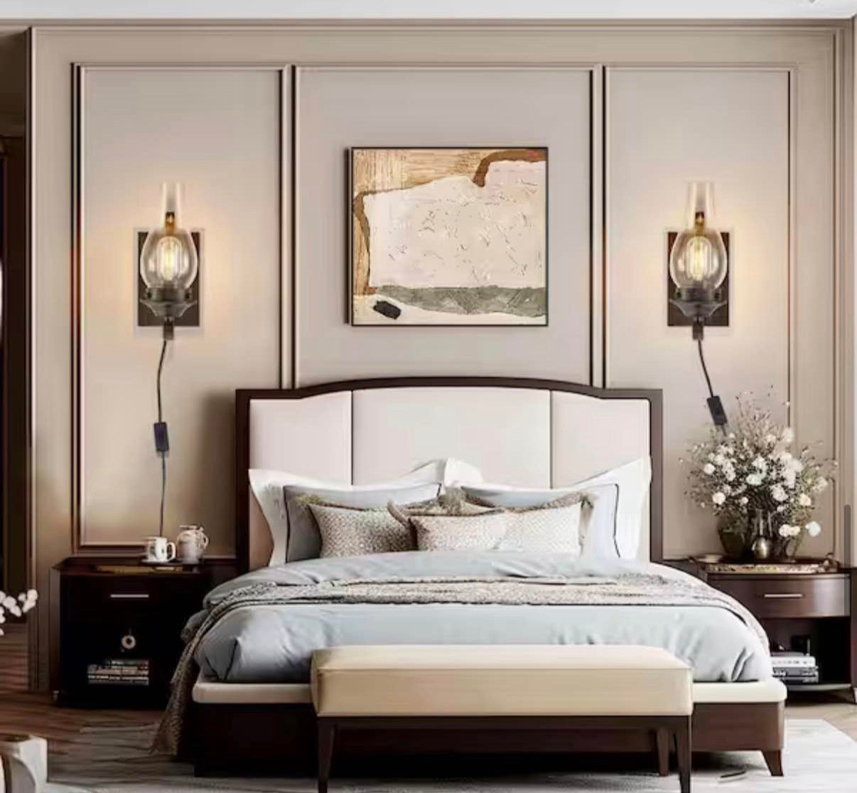 12 in. 2-Light Black and Gold Rustic Farmhouse Plug-in Wall Sconce
