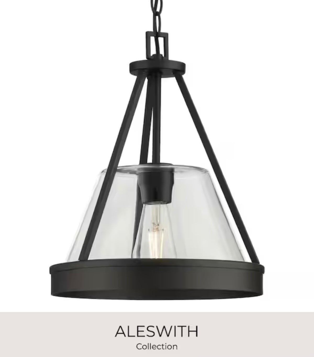 12 in.  Matte Black Rustic Modern Pendant Light
